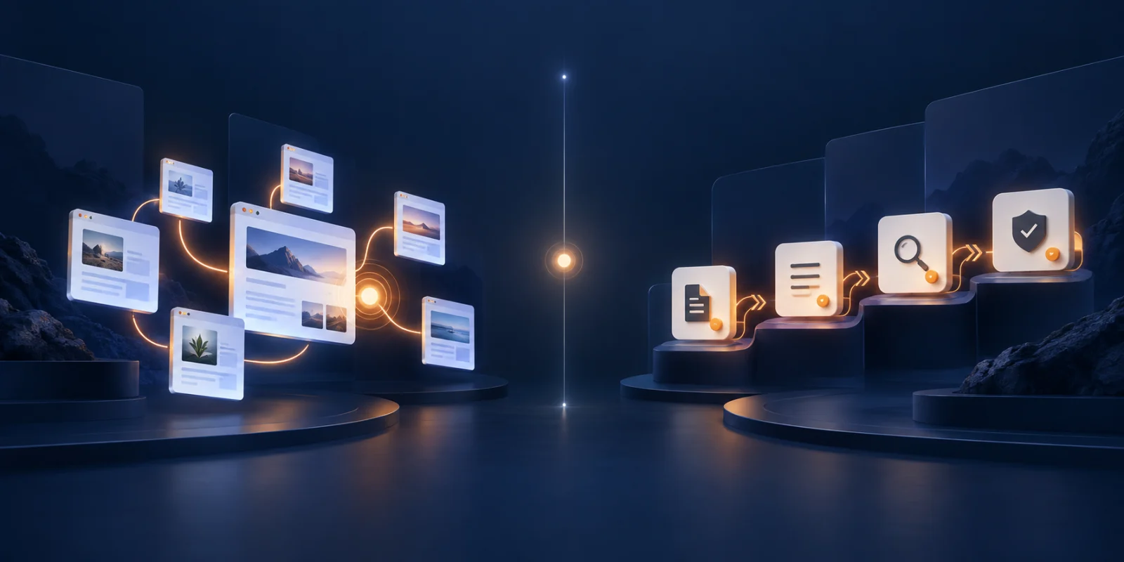 Twee verschillende routes voor AI SEO software: website-uitvoering en gecontroleerde SEO-workflow