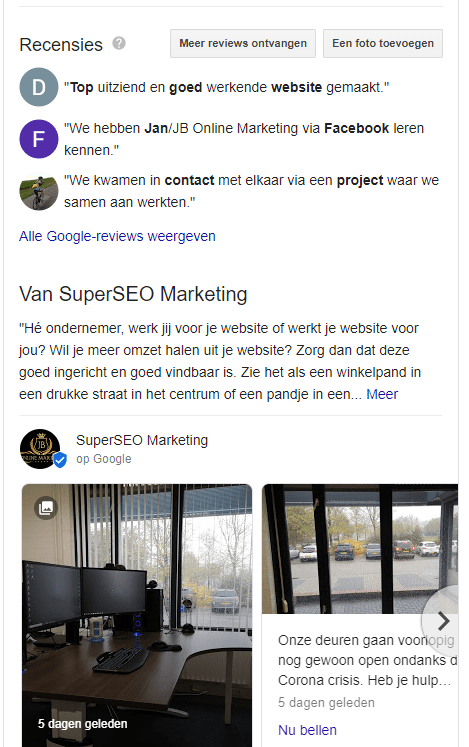 SuperSEO Marketing Franeker op Google Mijn Bedrijf